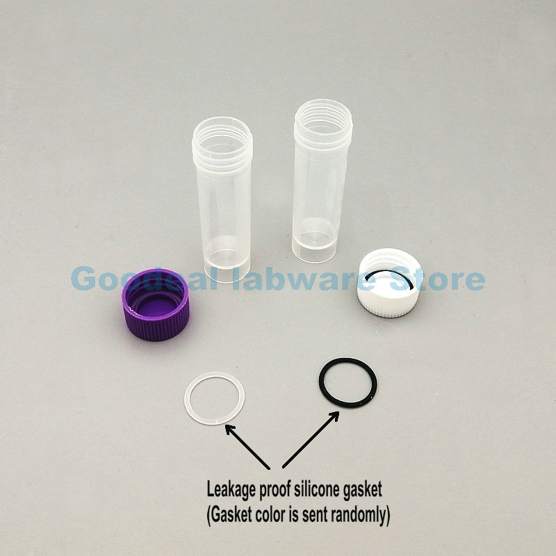 Lab 5 ml Plastic schroef Mond vriespijp met lekkendichte wasmachine, transparante cryovial met schaal, reagens/inktopslagbuis