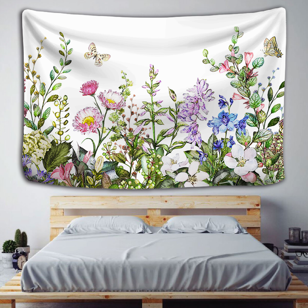 Kleurrijke bloemenplanten tapijt Vintage kruiden Tapestry Tapestry Wild Flowers Tapijtwand hangende natuurlandschap Tapestry voor leven