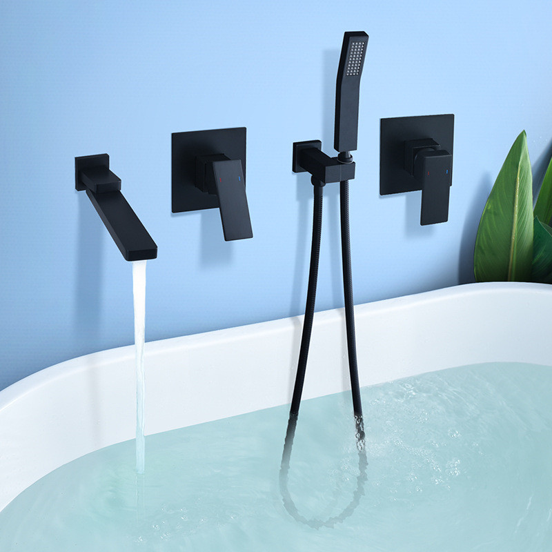 Tuqiu vasca da bagno set da doccia set a parete montato a mugno spazzolato spazzolato vano da bagno rubinetto nero bagno bagno doccia mixer tap ottone