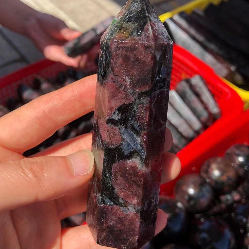 60-90mm Natural Garnet Crystal Obelisk Quartz Crystal Wand Point Healing Stones Tower Natural Quartz Crystals