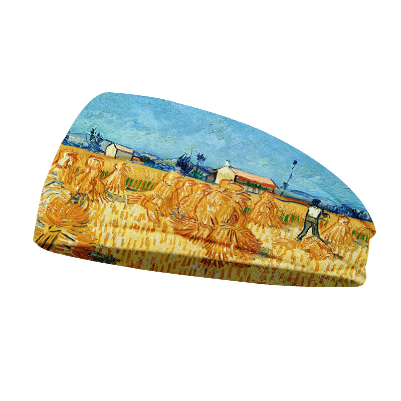 Van gogh huile peinture femmes bandes de cheveux bandeau de bande sportive run bandage girl élastique large bande de bandette têtes de tête de casse-tête dames