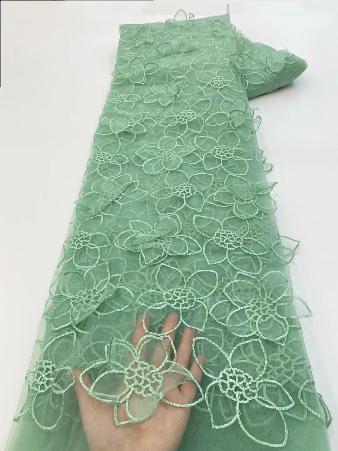 Fleurs 3D Dernières styles de dentelle africains Français Fank Farty Lace Tabrics 5 yards Tullle en dentelle nigériane pour la mariée XZ57981