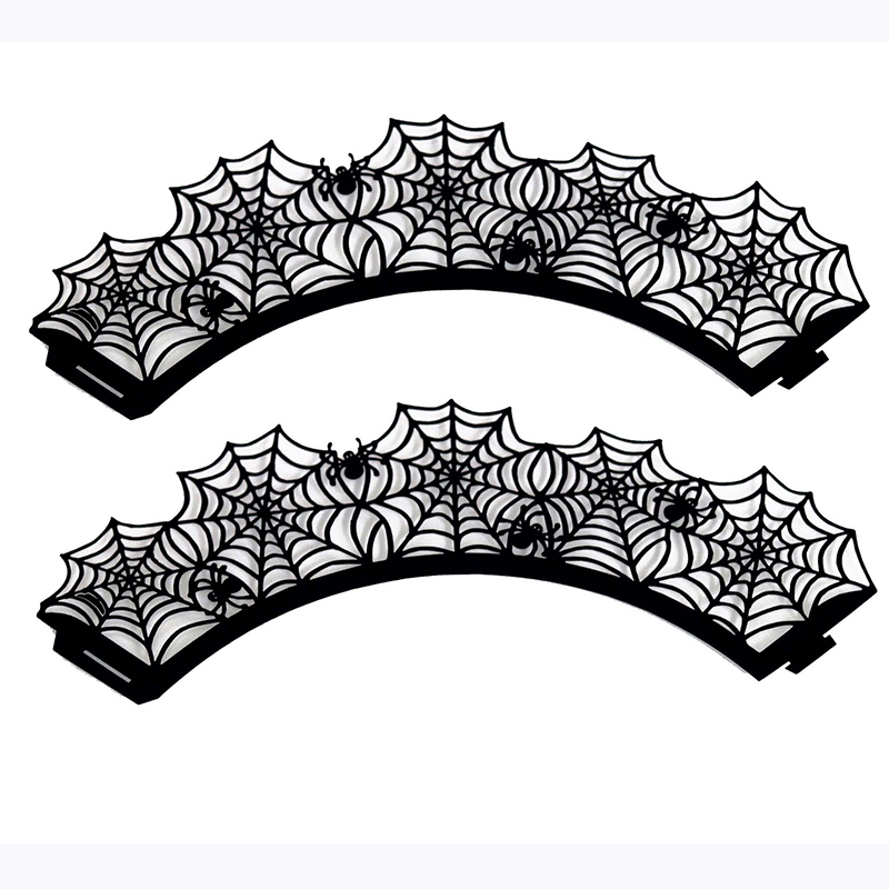 Black Spider Web a laser Cut Cupcake Liners Halloween Party Cupcake Wrapper Baby Shower Muffin Case Bandeys Cake Tools
