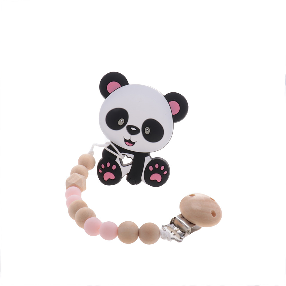 10 st panda silikonhänge BPA gratis nyfödda tandläkare halsband nappkedjan kedja tillbehör gnagare mat klass leksak baby teether diy