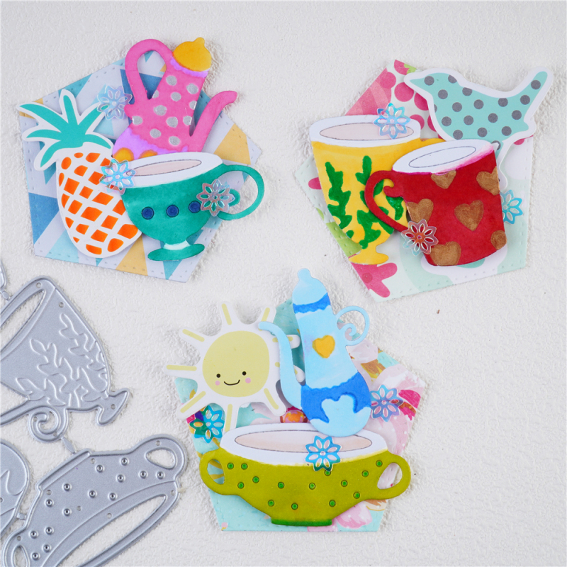 InLoveArts Craft Teapot Cup Metal Cutting Dies Drink Mold Scrapbook Paper Craft Knife Mould Blade Punch Stencils Dies New 2021