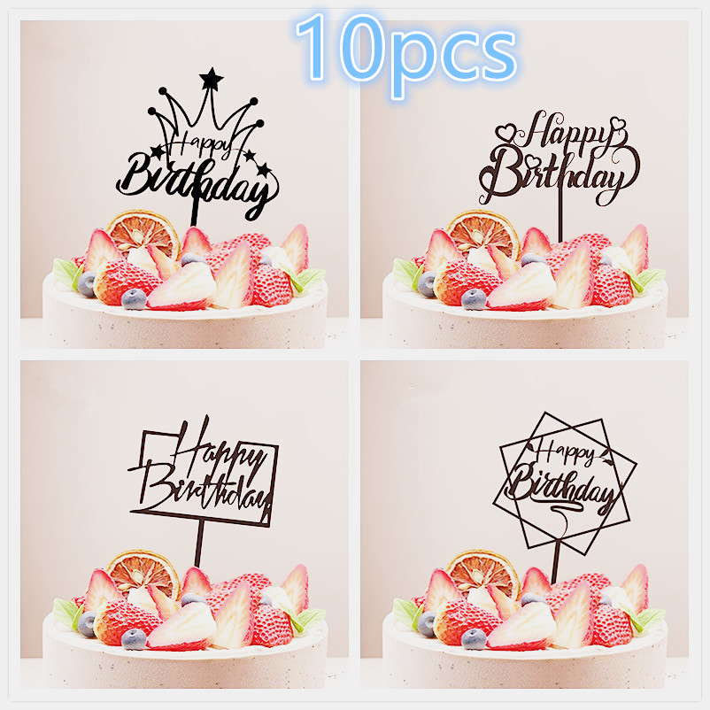 Новые 10шт с днем рождения торт Топпер Золотой Высококачественный Акрил Детский день рождения торт Топпер Детский душ Украшение торта