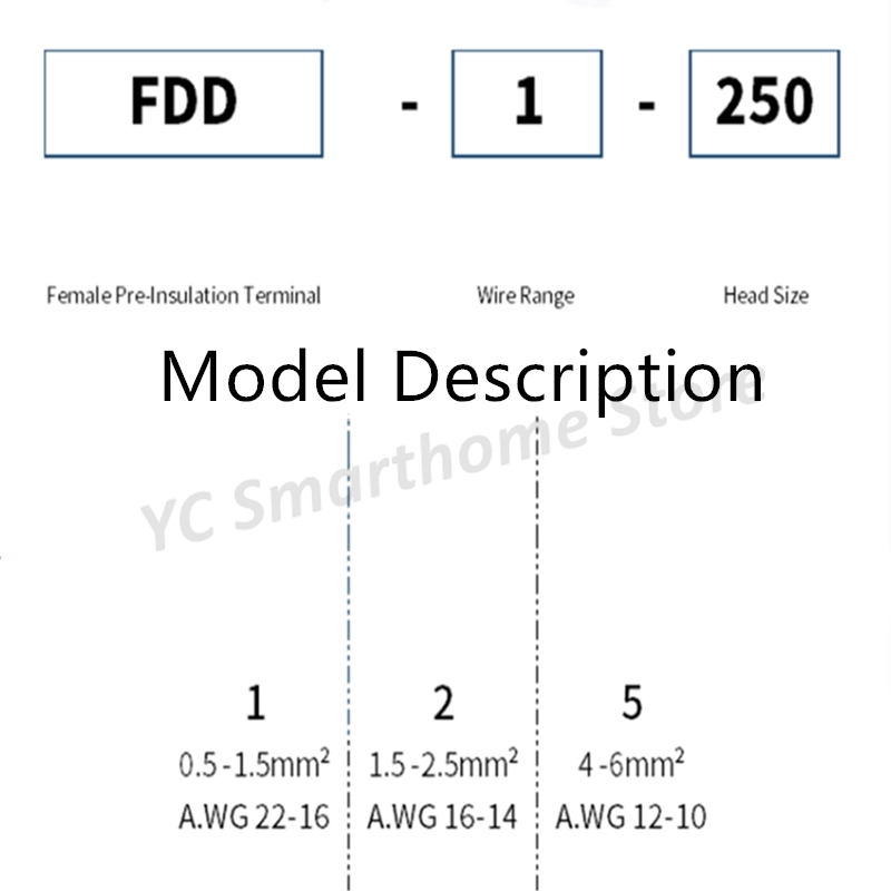 Erkek ve dişi popo Yalıtımlı Terminaller Fiş Yay Soğuk Preslenmiş Terminal Blok Ekleme uç FDD1-250 FDD2-250 FDD5-250