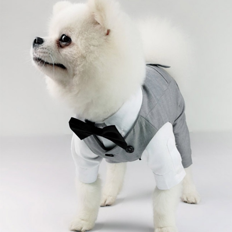 Tuxedo de cachorro Tuxedo para pequeno colete formal de smoking de raça média com roupas de cachorro de gravata borbole