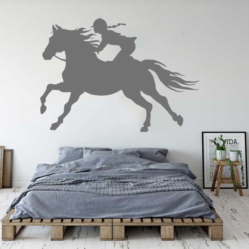 Raciing de cavalos mulheres adesivas de parede equestres cavalgadas de corrida de pilotagem do quarto da fazenda decoração de quarto de vinil Decalque de parede de vinil presente único 7