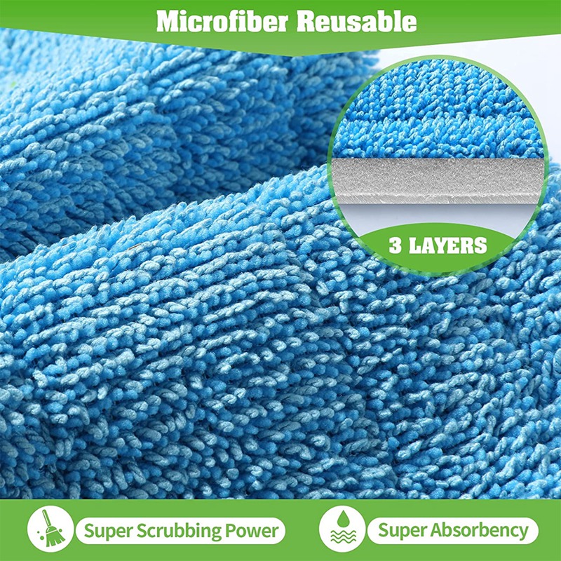 Återanvändbara mikrofibermoppkuddar kompatibla för Swiffer Sweeper MOPS - Tvättbar moppplatta påfyllning, arbete våt och torrt