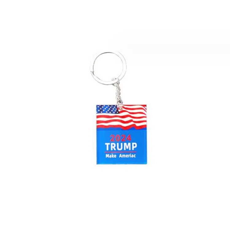 Eleição dos EUA 2024 Decoração de casa Pingente Trump Campanha Slogan Chave de Plástico FY8682 0410