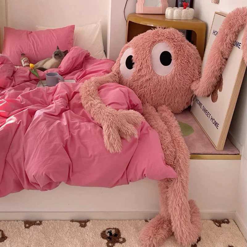 Plush Dolls 175CM New Giant Swamp Ferry Plush Green Pink Octopus Alien Monster Toy Stuffed with Long Arms and Legs Thrown into Boyfriends Pillow Room Decoration J2404