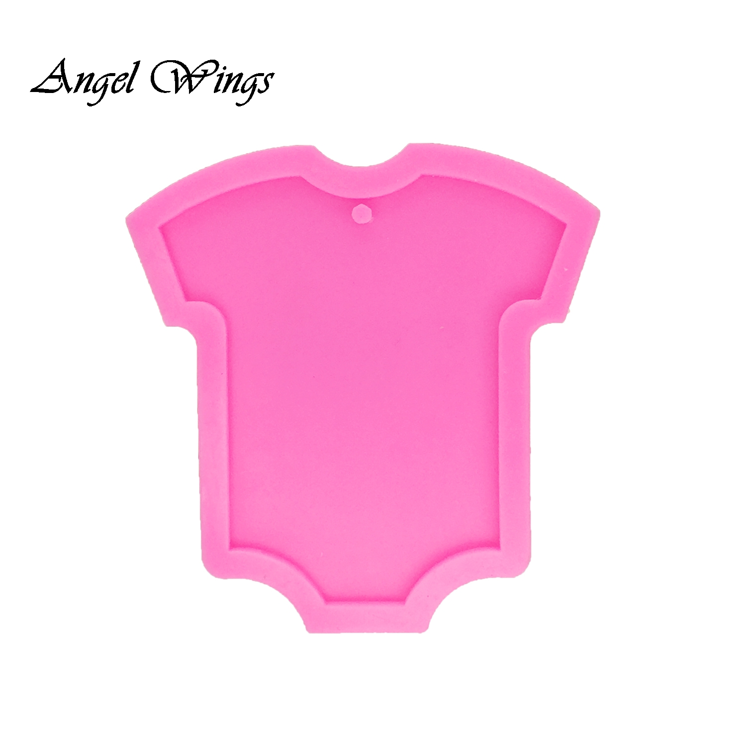 Roupos de bebê brilhantes DIY Pingente de anel de silicone com acessórios de buraco molde de camiseta para chave de argila de argila de corrente de corrente Dy0062