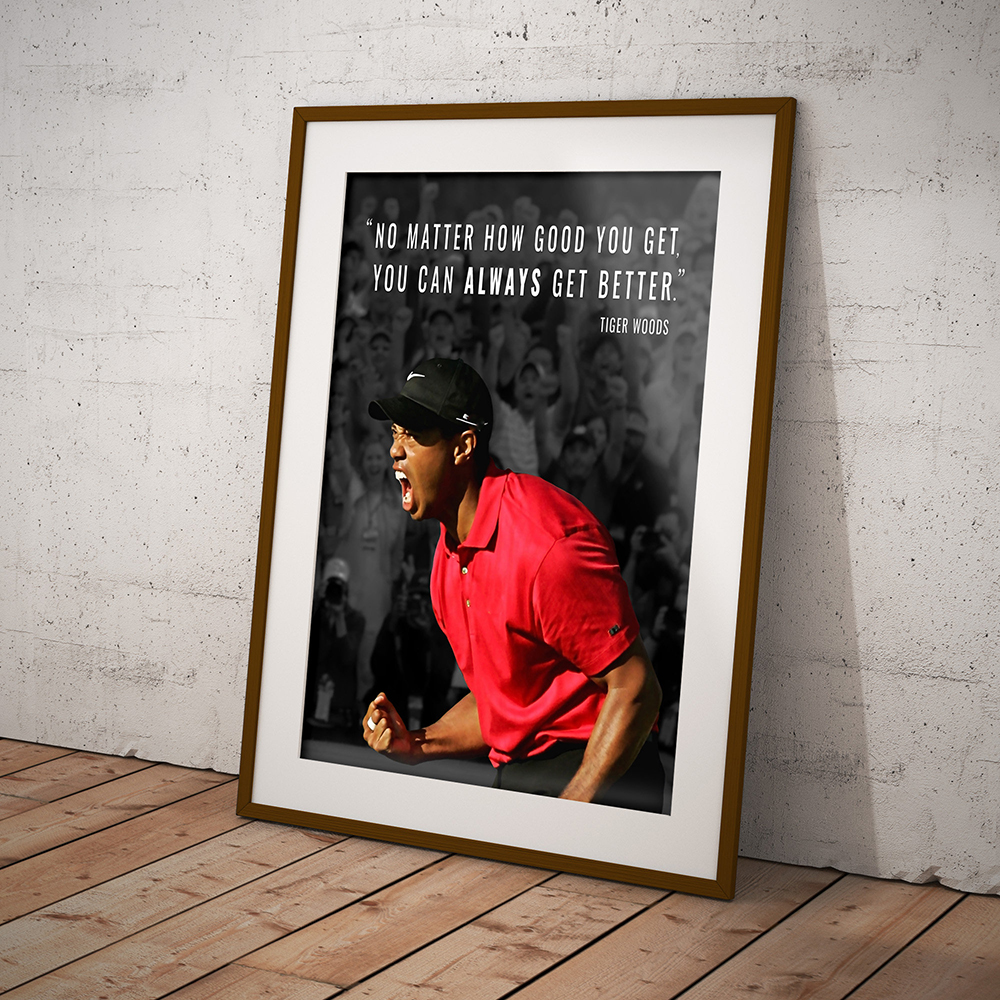 De beroemdste golfer tijger motivational quote poster print canvas muur kunst golf kunstfoto voor gym kamer home decor man cave