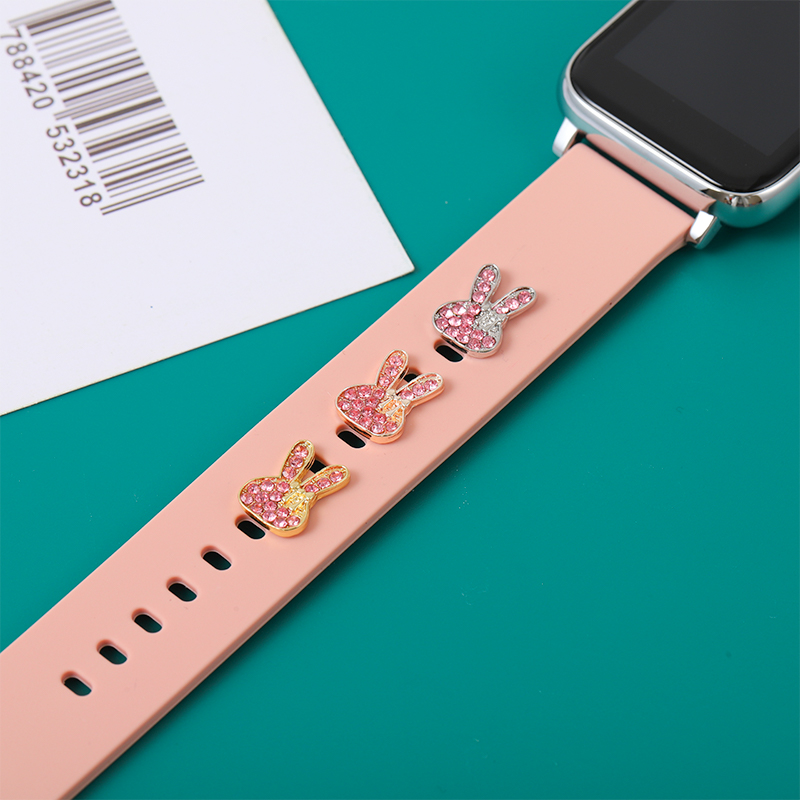 Slicone Strap Nails décoratifs pour Apple Watch Band Rabbit Charms Metal Creativity Charm Accessoires pour Iwatch Sport Bracelet