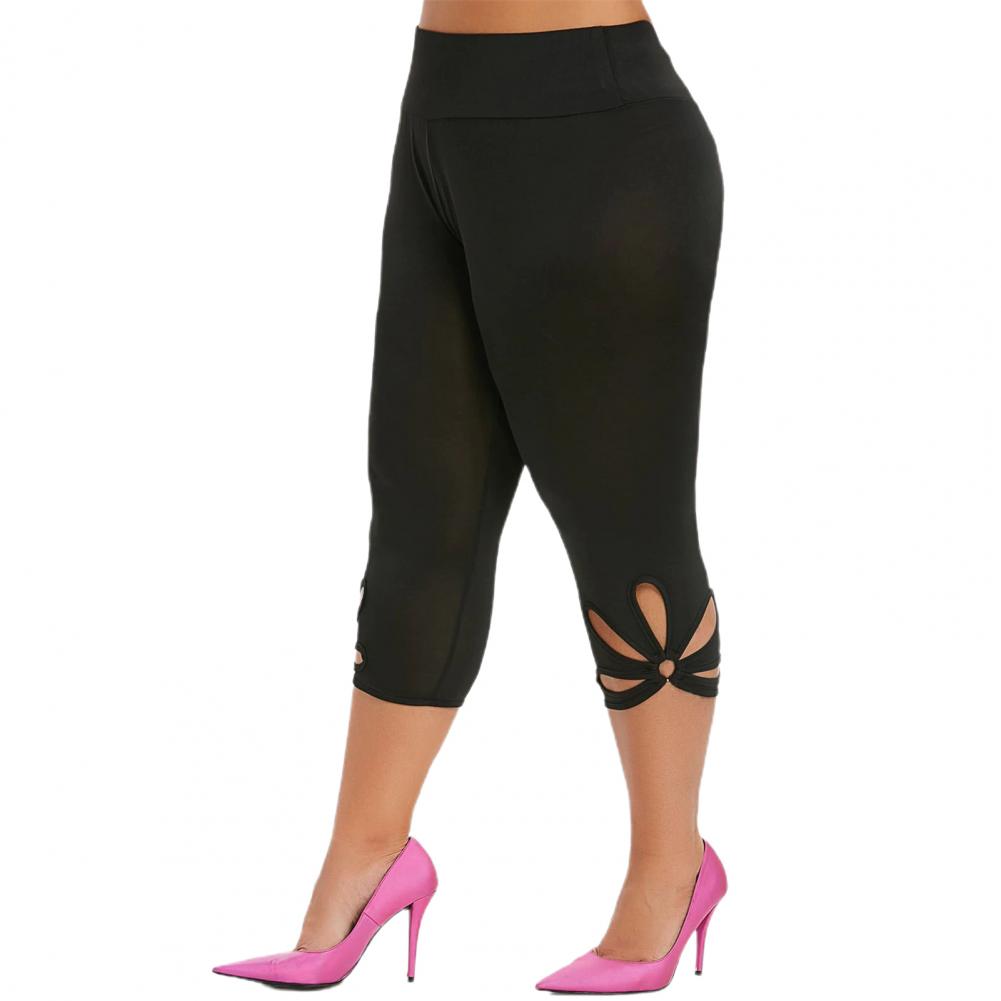 Plus -storlek byxor ihåliga smala sportiga kvinnor höga midja täta byxor leggings kvinnor höga midja sportbyxor för yoga