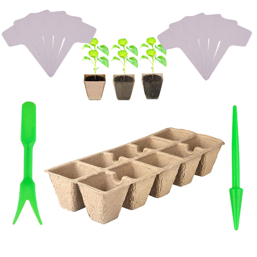 Plantesfack kit fröstartfack Biologiskt nedbrytbar torvkruka växt växande kopp barnkärl för trädgård växt odling