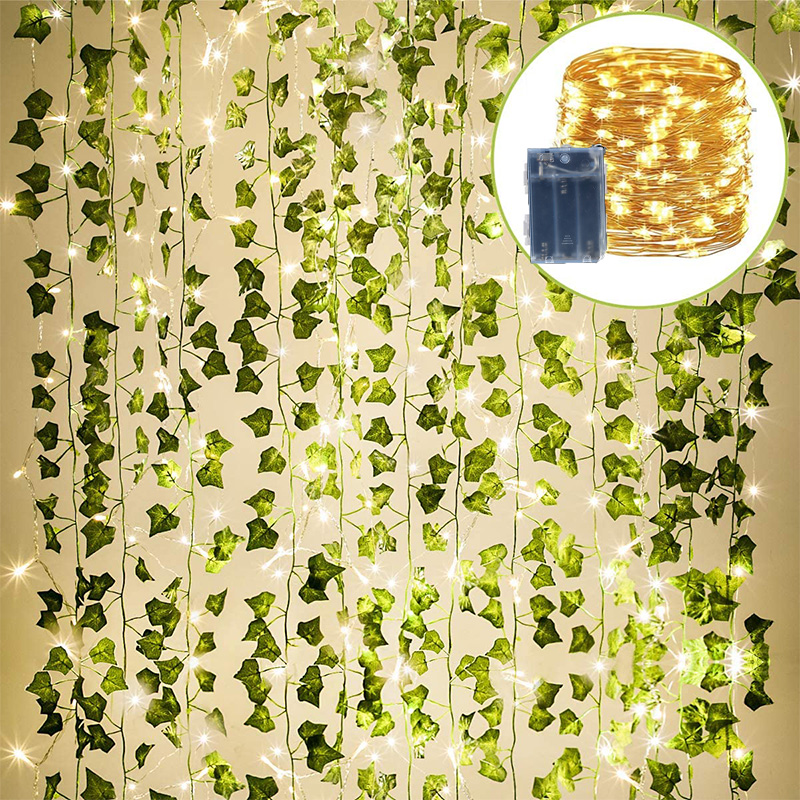 12 pack 2m 2m artificiel Garland Garland Fake Plants Vine Hanging Garland avec 10m 100 Light Hang pour la maison Decoration de jardin de mariage à la maison