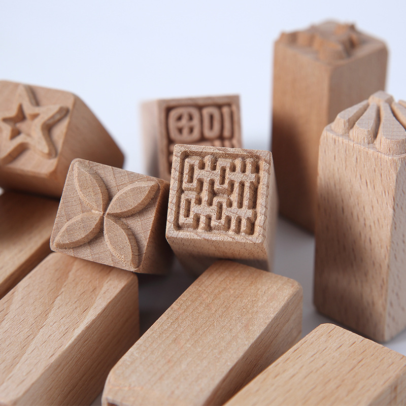 Tampons en bois sculpté à la main pour scrapbooking sculpture outils d'argile bricolage des blocs d'impression de poterie