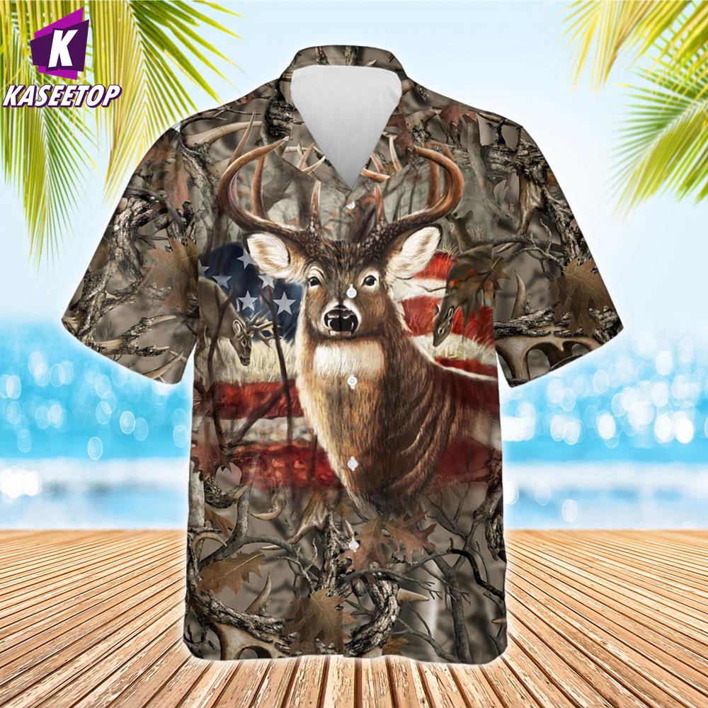 Jeleń poluje na amerykańską hawajską koszulę 3D na całym wydrukowanym letniej koszuli Hawajs