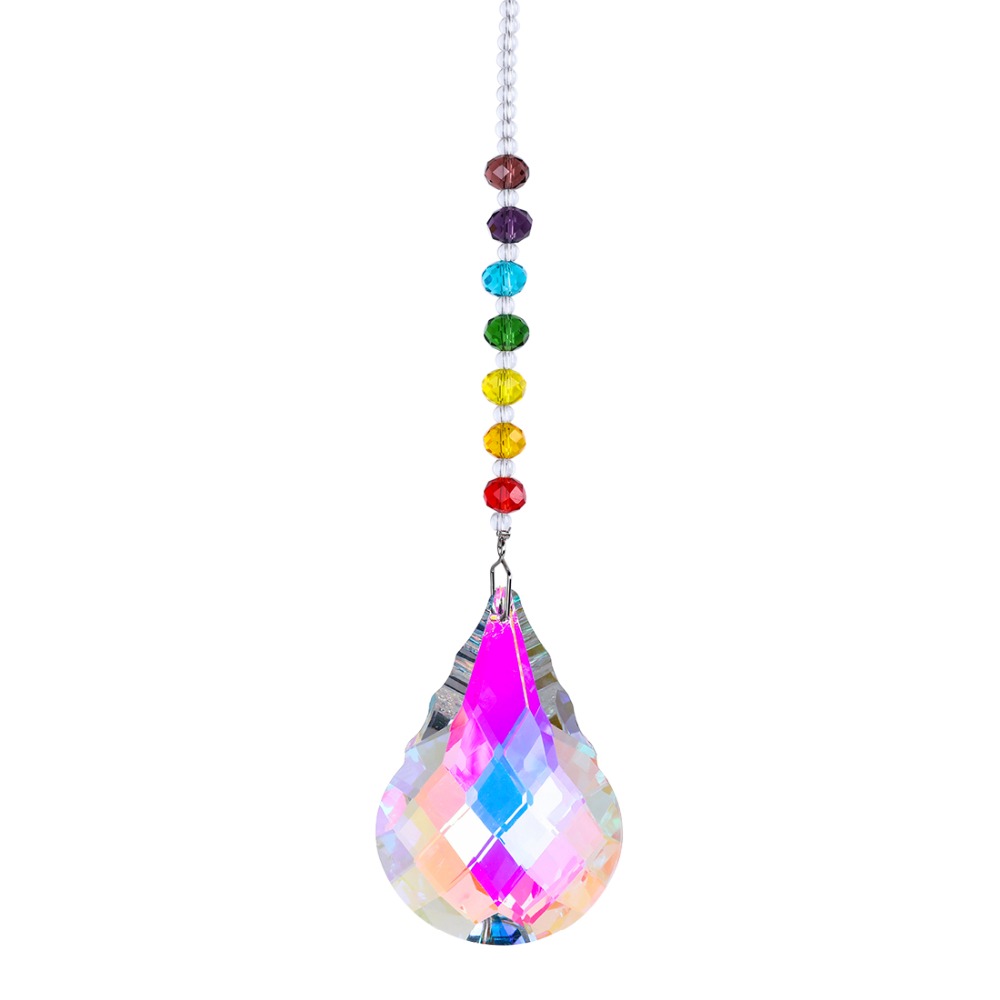 HD Chakra Crystal Suncatcher med 76mm Ab Gourd Prism tappar regnbåge Maker Craft Chain Hanging Window Prydnad Hem Trädgårdsdekor