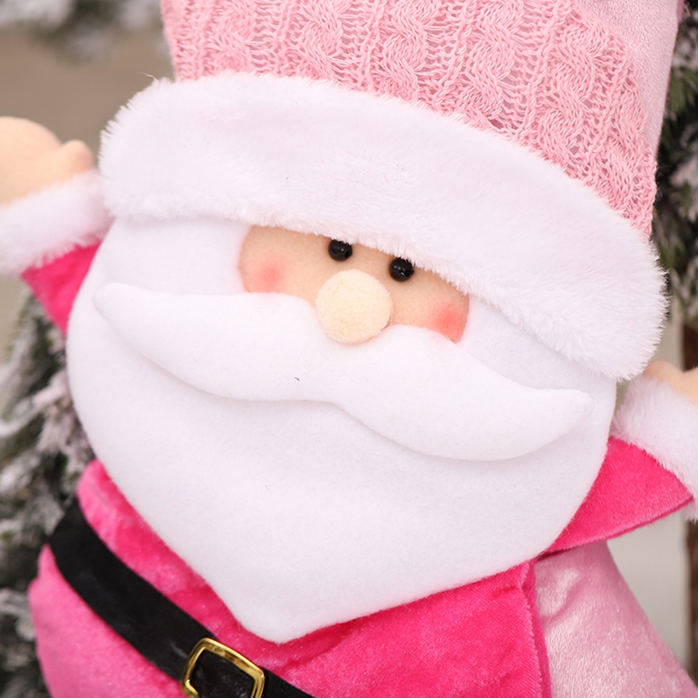 Julstrumpa stickad rosa Santa Snowman Xmas Socks Party Gift Candy Väska för familjesemester Julgrandekorationer