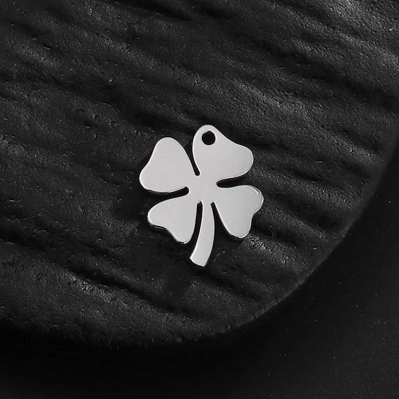 Pendanthalsband 5stRostfritt stål Lucky Four-Leaf Clover Charms hängsmycken för DIY-halsbandörhängen Smycken Makande Tillbehör Fynd 240410