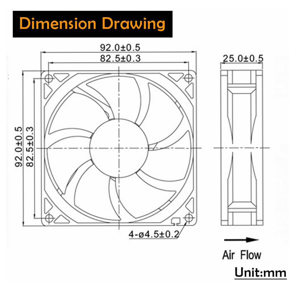 92mm 9225 Datorfodral Kylfläkt 92x92x25mm DC 12V 2PIN Borstels PC CPU Cooler Fan