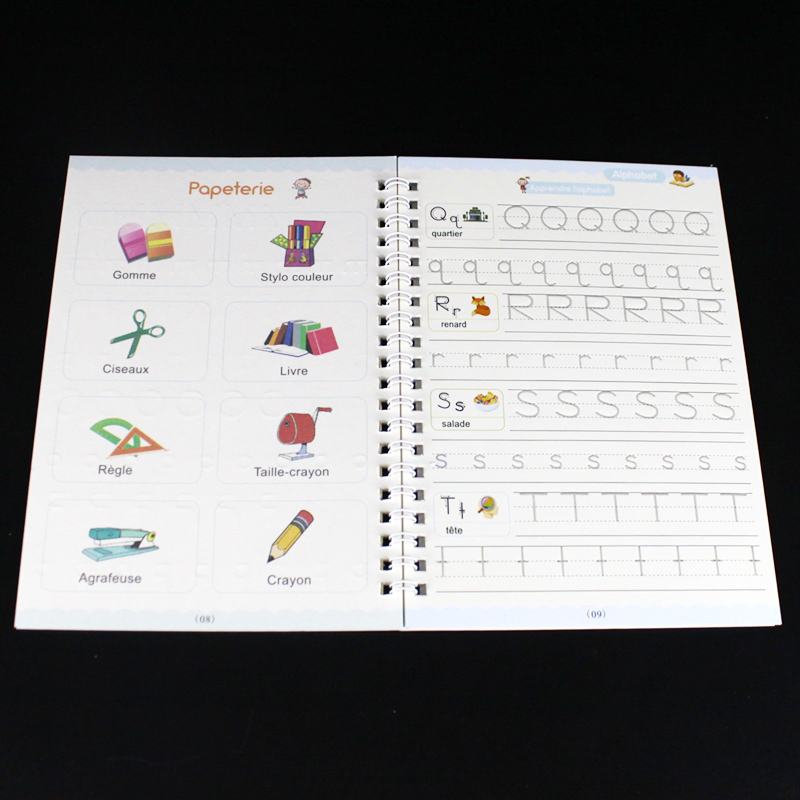 Reusable Magic Copy Books Learning to Write French Alphabet For Kids Word Children Groove Book Calligraphic Practice Toys