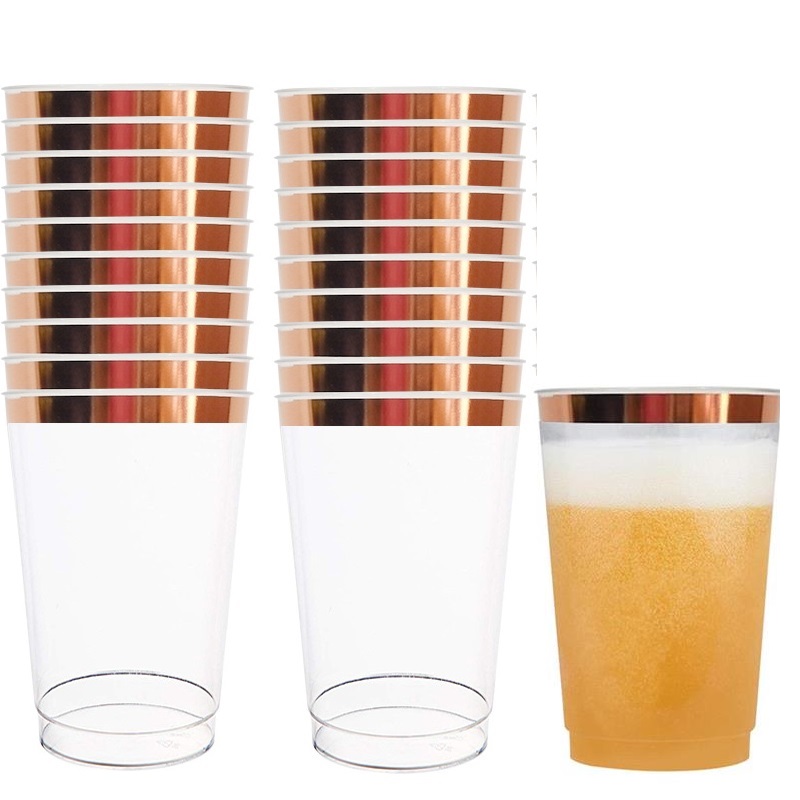 12oz Rose Gold Plastic Cup Disponer Tumblers Bröllop Birthday Party Beverage Wine Water Drink Cups Tabell Provey 25/50/100st