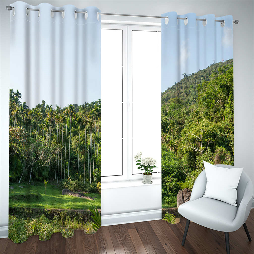 Tropical Rainforest 3d Print Curtain vert biparting Open Blackout rideau Cortina de Sombra Chambre de chambre à coucher rideau de forêt