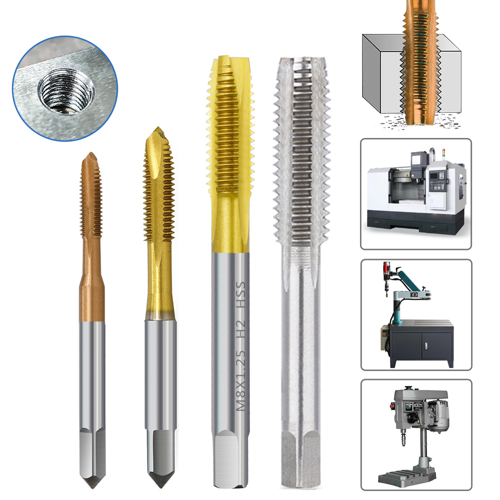 CMCP Metric Tap Set M3 M4 M5 M5 M8 M8 HSS Vis Tap Drill Bit Straight Flute Machine Thread Tap Drill Foret Hand Tools