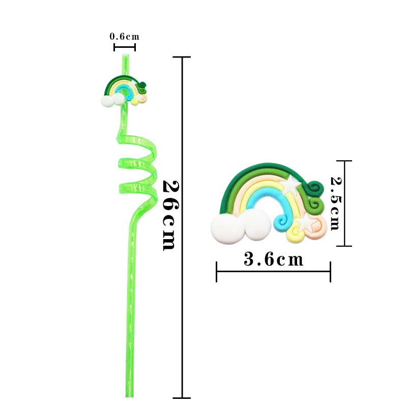 キッズガールズレインボーバースデーパーティー用ストロー再利用可能なレインボープラスチック製飲料ストロー虹色クラウドテーマパーティーの装飾