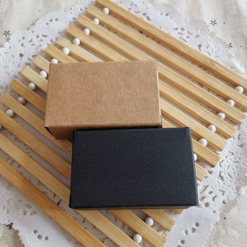 Boîte en papier Kraft de boîte à savon artisanale en carton brun, boîte-cadeau en papier artisanal, boîte d'emballage noir