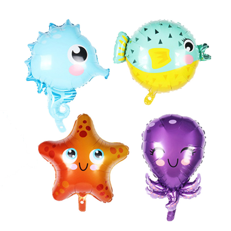 Numéro de papier d'aluminium Ballons Under Sea Ocean World Animaux Balloons Set 1st Boy Girl Joyeux anniversaire DÉCOR D'UN A ans