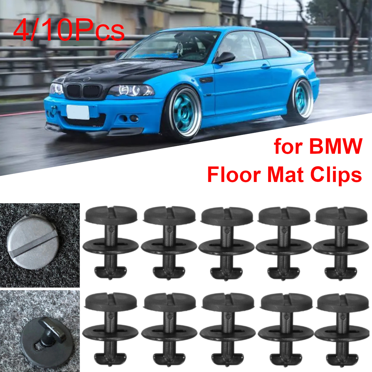 4/Car Mat de sol Car Clip Clip Fixer Clamps Fixateurs Twist Lock 82119410191 Pour BMW E36 E46 E38 E39 X3 X5 M3 M5 3 5 7 Série 7