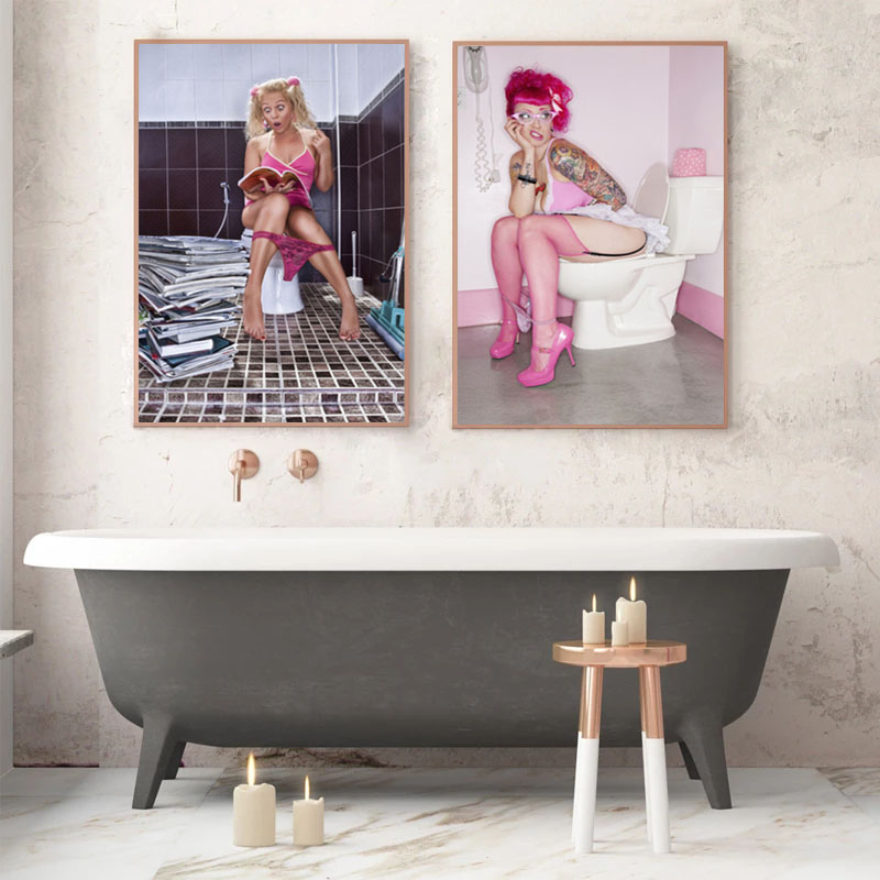 Modern Sexy Woman In Toilet Bathing Room Canvas Paintings Posters and Prints Wall Pictures for Living Room Wall Decor Cuadros