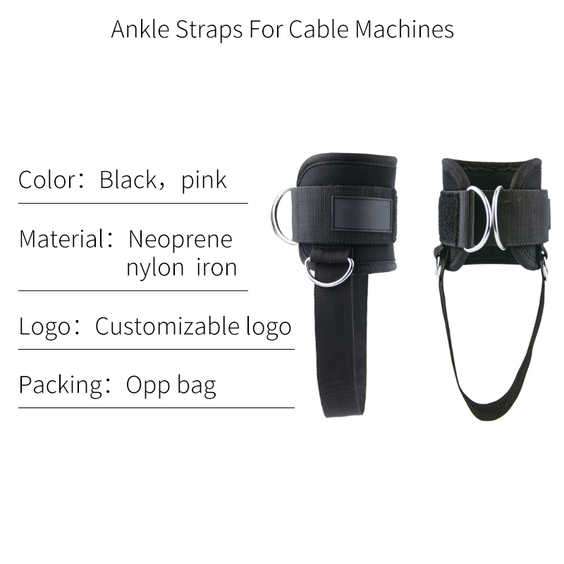 パッド入りDリング調整可能な女性男性アンクルストラップキックバックケーブルマシン用固定ロープ付きアンクルカフスglute脚バットトレーニング