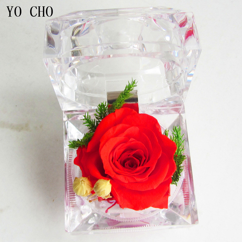 Yo Cho Immortal Préservé Rose Fleur Real Rose Fleurs fraîches DÉCORATIONS CRISTAL BOX MARIAD