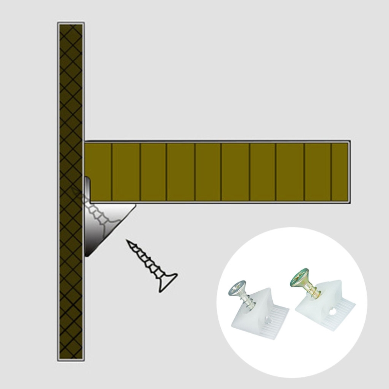 F3KA 50 Pack Plastic Corner Bracket Möbler som lagar kilar med skruvar låda stöder fästelement för slapplådor