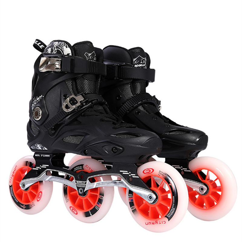 Roselle 3*110 mm schwarz silberne sial-farbige Inline-Speed-Skates Basis-Aluminiumlegierung CNC 6061 Geschwindigkeitsrahmen 3 Räder 110-mm-Chassis