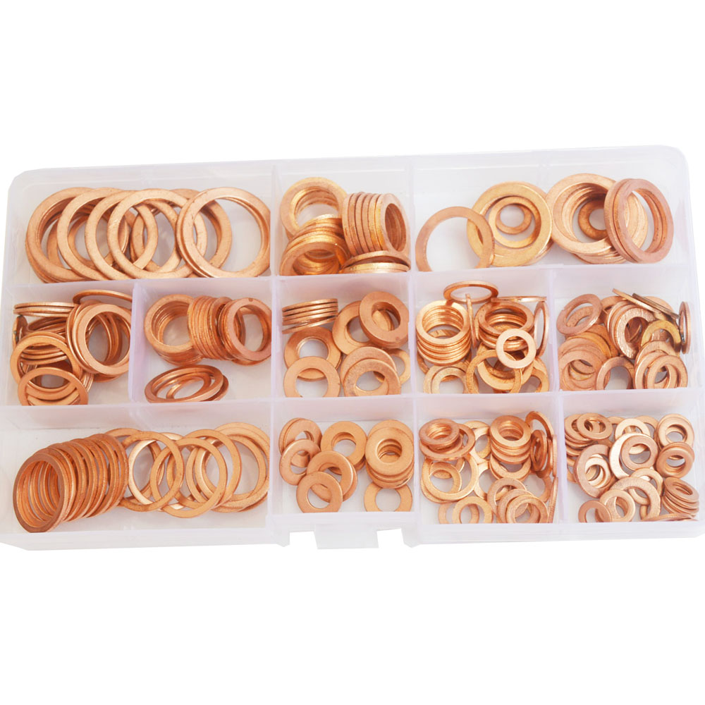 M5 M6 M8 M10 M12 M14 M16 M20 KOPER WASMERS SET plat Red Bronze Brass Washer Box Fitting voor schroefbouten Assortment Kit