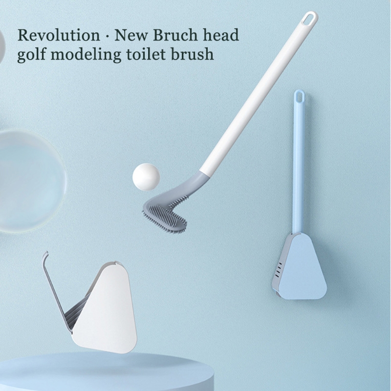 Brosse de toilettes de golf avec brosse de nettoyage murale à longue poignée et support de nettoyage en profondeur sans impasses durables