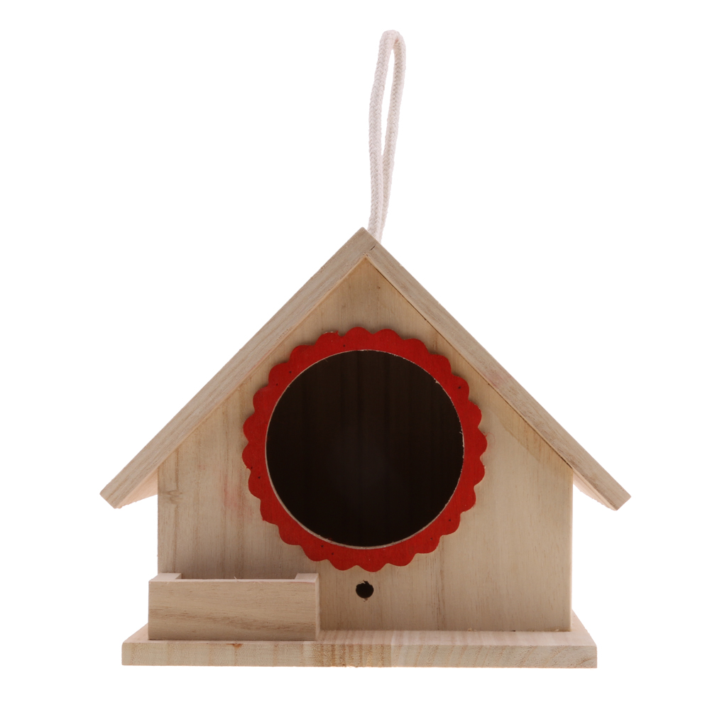 Birgure d'oiseau en bois Niceau accroché nidification avec corde jardin de maison suspendu en bois oiseau en bois