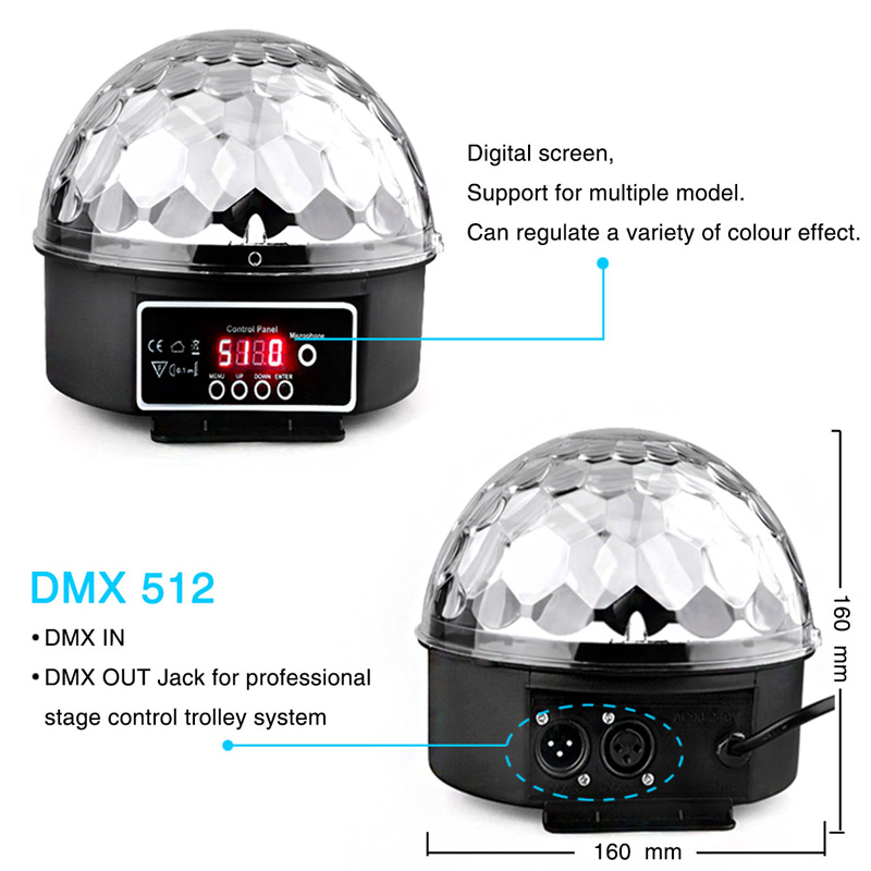 9 kolorów kontrola głosu DMX512 LED Crystal Magic Ball Light KTV KTV Wedding Party Stage Flash 1 Metr Linia Oświetlenie