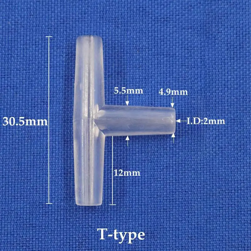 200 ~ 5mm 5mm Connectores transparentes de tubo de oxigênio acrílico Distribuidor de mangueira de ar do tanque de aquário