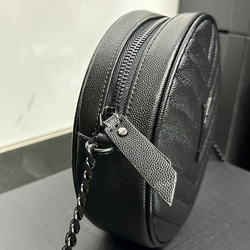 Designväska män och kvinnor crossbody väska axel väska mini runda väska kaviar läder handväska mode kvalitet kamera väska söt kedja blixtlås väska resväska