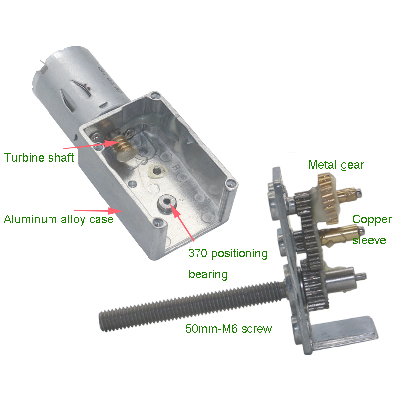 JGY370 DC MOTOR 6V 12V 24 V Equipo doble Eje M6 Longitud 50 mm eléctrica 12 V Volt Mini motores invertidos