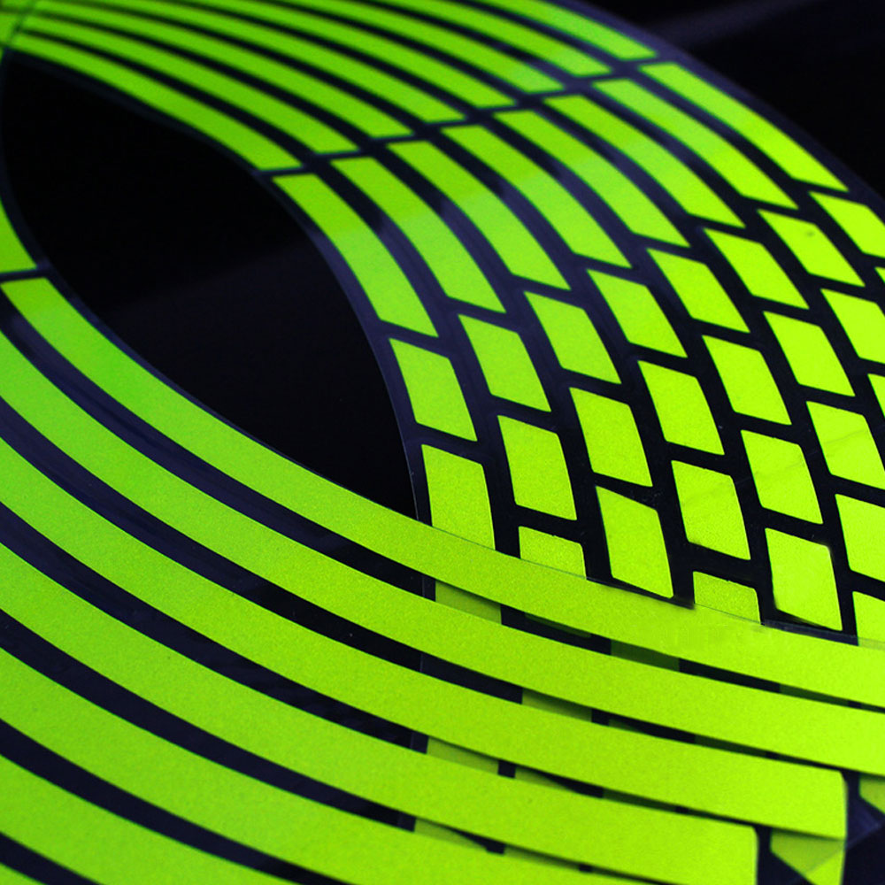 18'' -universale motorfiets sticker wielrand reflecterende strips decoratieve streep auto fiets motorfiets fiets fluorescerende groene trim