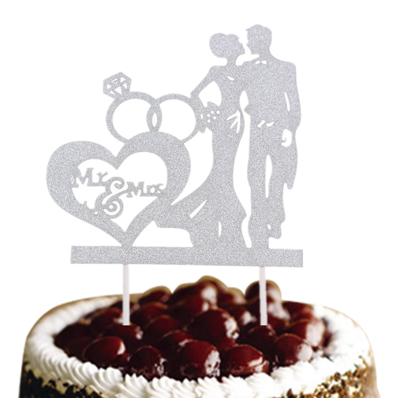 Mr Mrs Wedding Cake Topper Love Heart Diamond Cake Bands Bride Groom Wedding Party Cake Decor DECAZIONE DEGLI FLOGGIO DI GUARDA